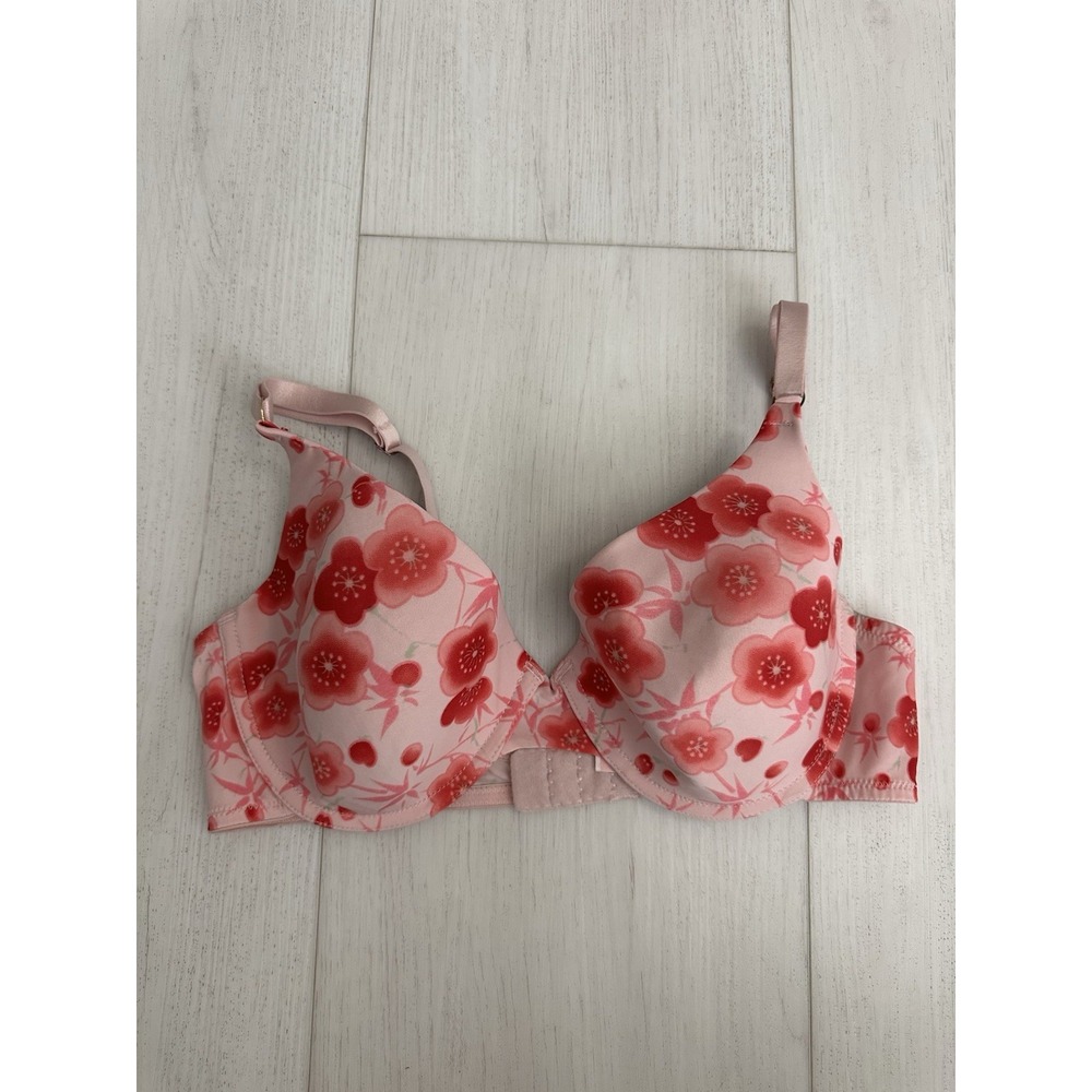 Vintage Victoria's Secret Lined Bra Sz 36D Pink Floral